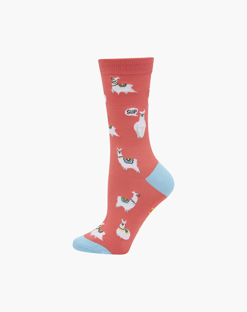 Womens Sup Llama Bamboo Sock - Mel / W2-8