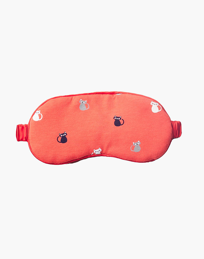 Womens Kitty Kat Sleep Mask -Coral / One Size