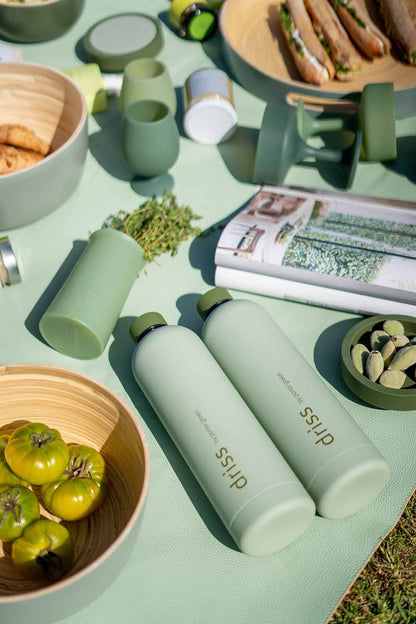 Insulated Stainless Steel Water Bottle | Driss | Sage + Olive